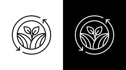 Sustainable Agriculture White Icon Set Design