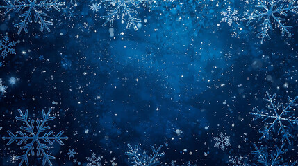 Winter Wonderland: A mesmerizing display of snowflakes falling against a dark blue background, creating a serene and enchanting scene, perfect for holiday greetings and winter-themed projects.