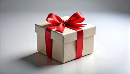 Obraz premium Elegant Gift Box Tied With Red Ribbon and Bow.