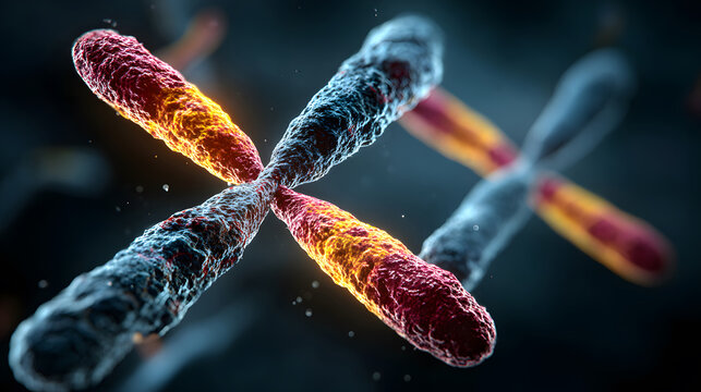Vibrant 3D Render of a Chromosome Structure in Detail