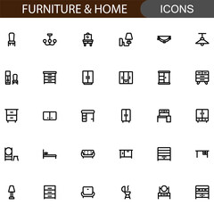 Furniture, icons, minimalist, modern, lineart, interior, home, decor, sofa, chair, table, bed, wardrobe, cabinet, lamp, desk, shelf, drawer, armchair, stool, couch, design, outline, graphic, vector, 