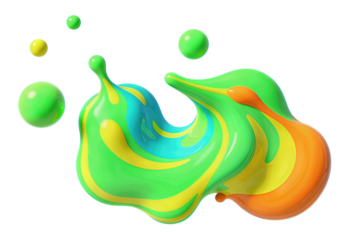 Colorful Abstract Liquid Swirls with Floating Spheres
