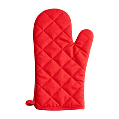Red Quilted Oven Mitt on Transparent Background