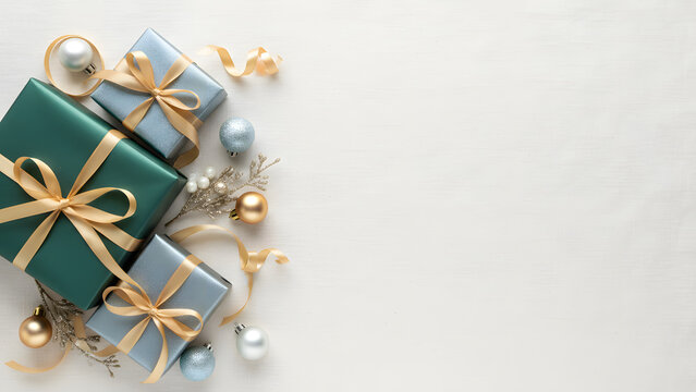 Elegant presents with golden ribbons create holiday cheer and joyfulness