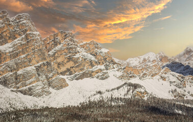 the Monte Cristallo chain in the Dolomites dominates a beautiful Cortina d'Ampezzo