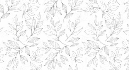 Delicate line art pattern of intertwined leafy branches creating a serene botanical design
