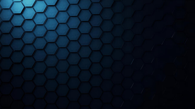 Abstract blue hexagonal pattern fading into darkness, creating a textured background.
