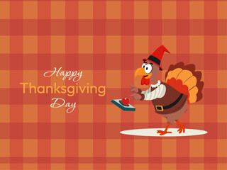 Thanksgiving Day vector banner with turkey on holiday theme