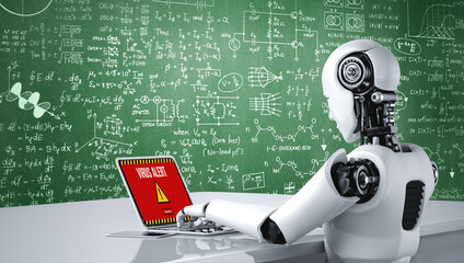 Virus warning alert on computer screen detected modish cyber threat , hacker, computer virus and malware