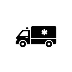 Fototapeta premium Minimalist flat design logo of black and white silhouette icon of an ambulance vehicle vector template