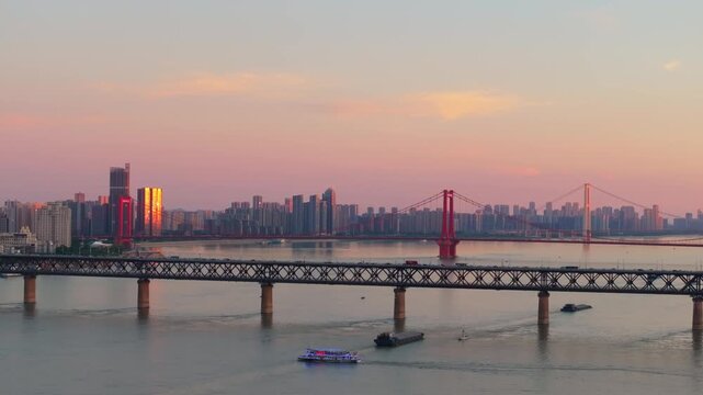Wuhan city landmark skyline scenery