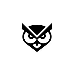 Minimalist flat design logo of minimalist black and white owl head logo icon vector template