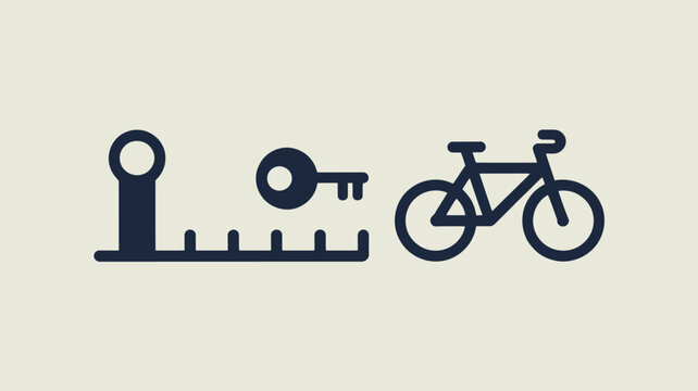 A simple graphic shows a bike lock with a key and a bicycle on a light colored background image design