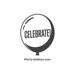 Celebrate word balloon icon vector design. Minimalist modern monochrome party decoration symbol for celebration, greeting cards, posters and logos.

