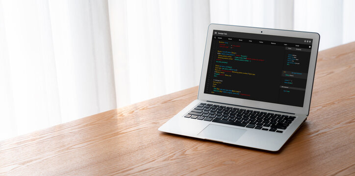 Software development programming on computer screen for modish application and program coding - Powered by Adobe