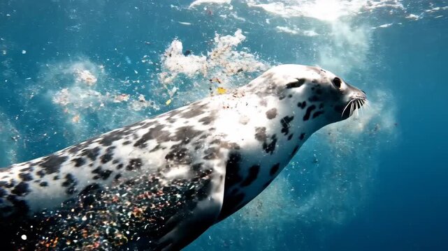 Harbor Seal Steering Through Vibrant Ocean Waters with Dynamic Movement