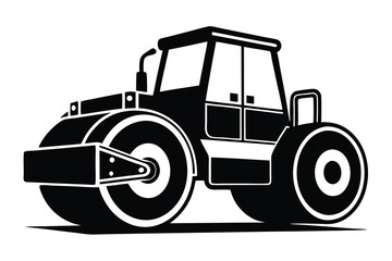 Black and white illustration displays a heavy construction roller, showing the design in detail