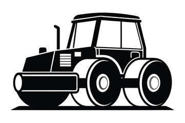 Black road roller icon displays a compact design with front and rear rollers