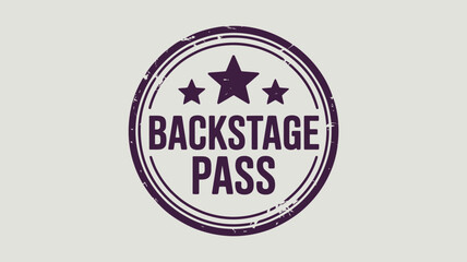 Obraz premium A purple backstage pass stamp with three stars inside of a circle on a light background color image