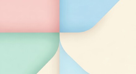 Obraz premium Abstract pastel color blocks and curved shapes creating a soothing minimalist design