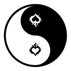 Yin and Yang Icon Symbol Vector Heart Spiritual Balance Symbol in Elegant Line Art Y2K Neo Tribal Style Tattoo