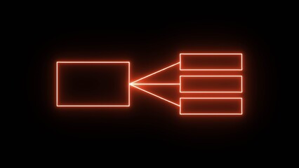 Glowing neon line Business hierarchy chart icon animation background. Neon flowchart, Corporate organizational structure graphic elements, network diagram, hi-tech illustration. 