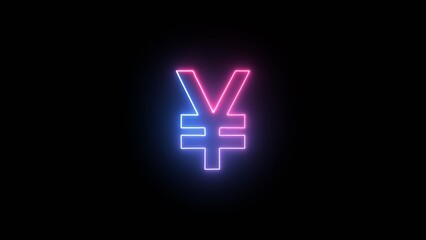 Yen Sign neon icon yen Symbols and Money circle neon icon black background. Yen currency sign. illustration