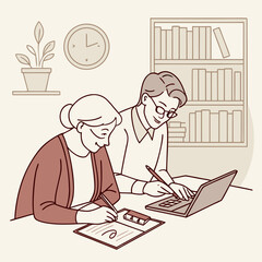 Senior couple caring for pension calculating retirement savings planning financial investment profit