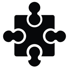 A solitary black puzzle piece features rounded edges and four symmetric protruding connectors