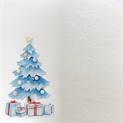 Peaceful watercolor Christmas tree with soft colors