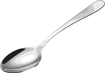 Realistic Silverware Teaspoon Vector Illustration with Chrome Reflective Finish, Featuring Cutlery for Eating, Serving, Kitchen, and Restaurant Design Concepts
