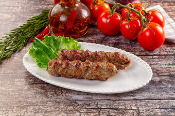 Grilled beef kebab minced meat