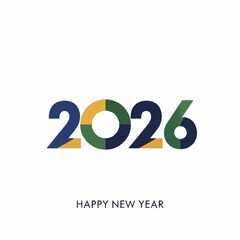 Colorful 2026 New Year Celebration Design on White Background.
