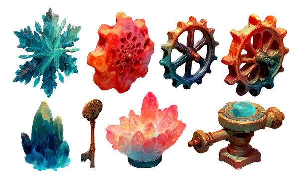 Whimsical 3D Illustration of Stylized North Pole Clockmaker Tools Isolated on Background
