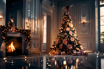 Sophisticated festive interior with deep warm tones