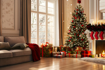 Classic Christmas room with rich holiday details