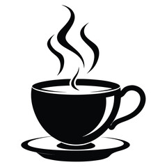 Hot black coffee steams gracefully from an elegant cup and saucer