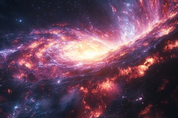 Obraz premium Vibrant Cosmic Scene With Fiery Pink Core