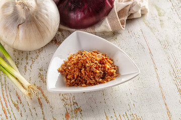 Roasted dry golden dehydrated onion