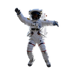 Floating Astronaut in White Spacesuit with Arms Outstretched