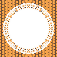 丸型レース&times;ハートストライプ(オレンジ)