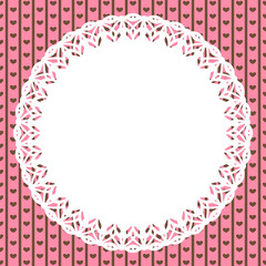 丸型レース&times;ハートストライプ(イチゴ)