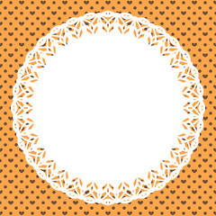 丸型レース&times;ハートドット(オレンジ)