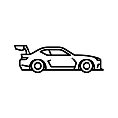 Obraz premium Race car outline icon. motorsport black line illustration.