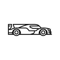Fototapeta premium Race car outline icon. Sports car black line illustration.