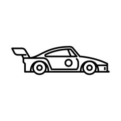 Car racing outline icon. Race car black line illustration.