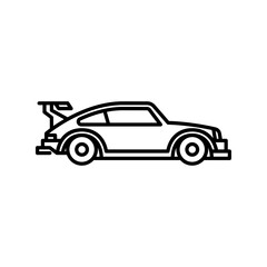 Custom car outline icon. modified car black line illustration.