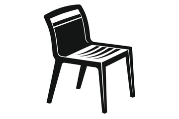 Isometric perspective reveals a modern black chair with unique cutout seat details