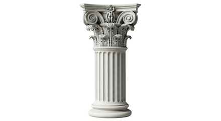 Naklejka premium classical architectural column featuring a fluted shaft and ornate Corinthian capital, isolated on a transparent background. Ideal for architecture, history, ancient design, classical art