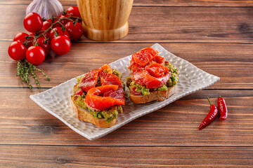 Tapas with salmon and avocado